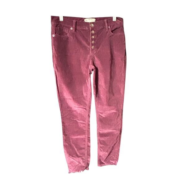 Free People Corduroy Raw Hem Pants Size 27 Cotton Cropped Preloved - Picture 2 of 4